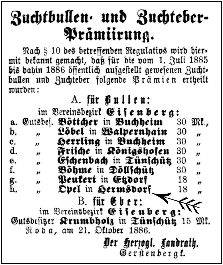 1886-10-29 Hdf Praemie Opel Bulle